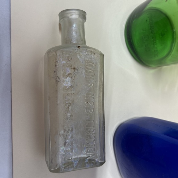 3 Vintage Bottles Antique Pharmacy / Medicine Bottles Cobalt Blue, Liquor Bottle - Picture 4 of 14